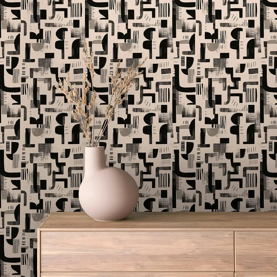 urban labyrinth block print - wallcreatives