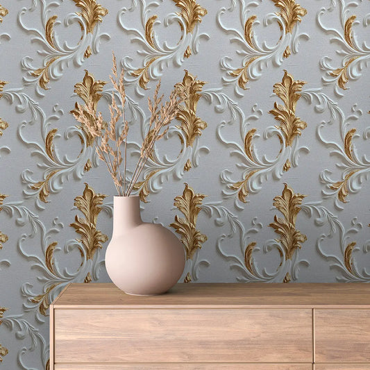 Regal Gilded Acanthus Wallpaper - WallCreatives