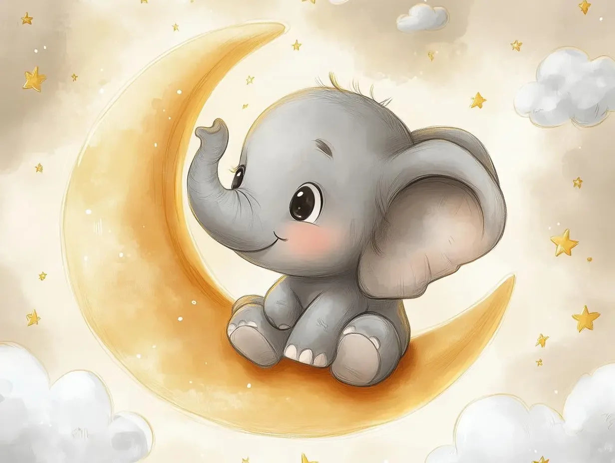 dreamy elephant moon slumber - wallcreatives