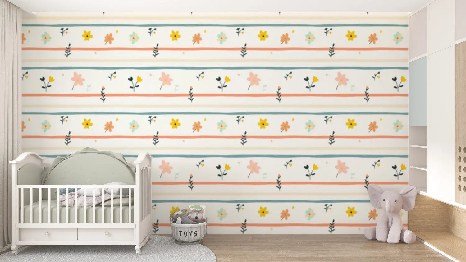 Cottage Garden Whimsy Stripe WallCreatives
