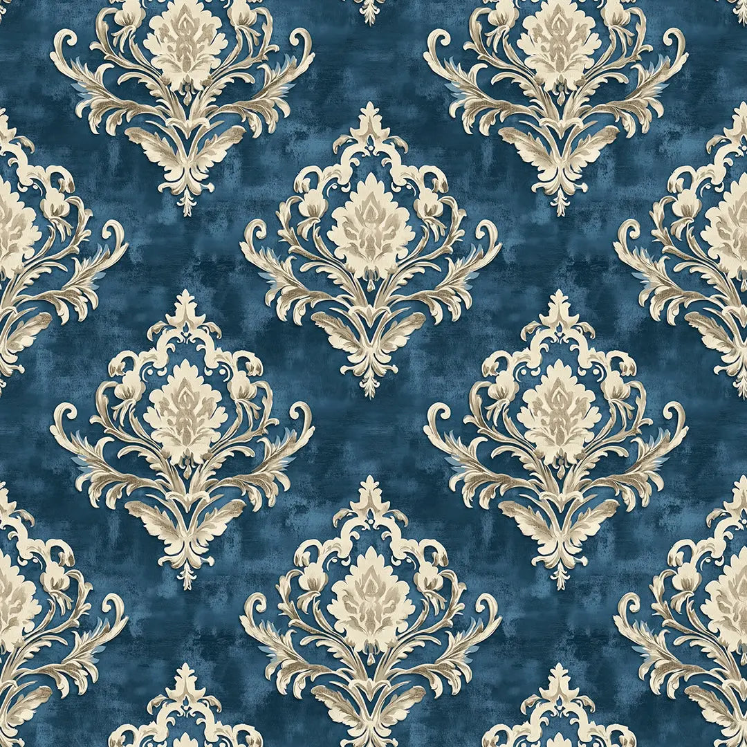 imperial teal damask scroll - wallcreatives
