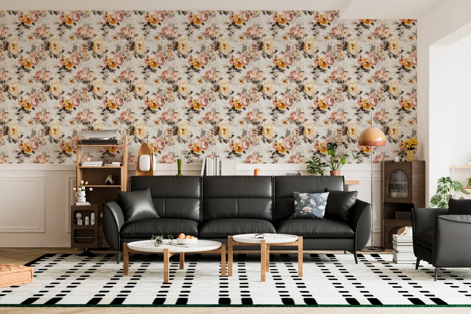 Antique Blush & Gold Blooms WallCreatives