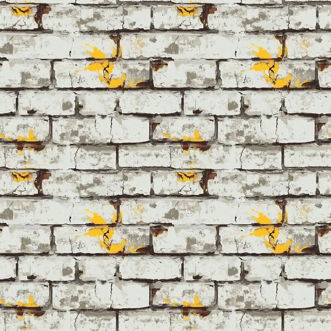 Urban Splatter White Brick Wall - WallCreatives