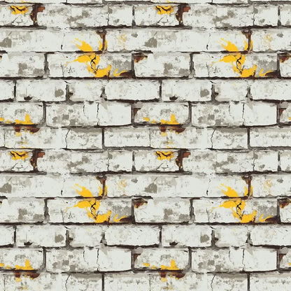 Urban Splatter White Brick Wall - WallCreatives