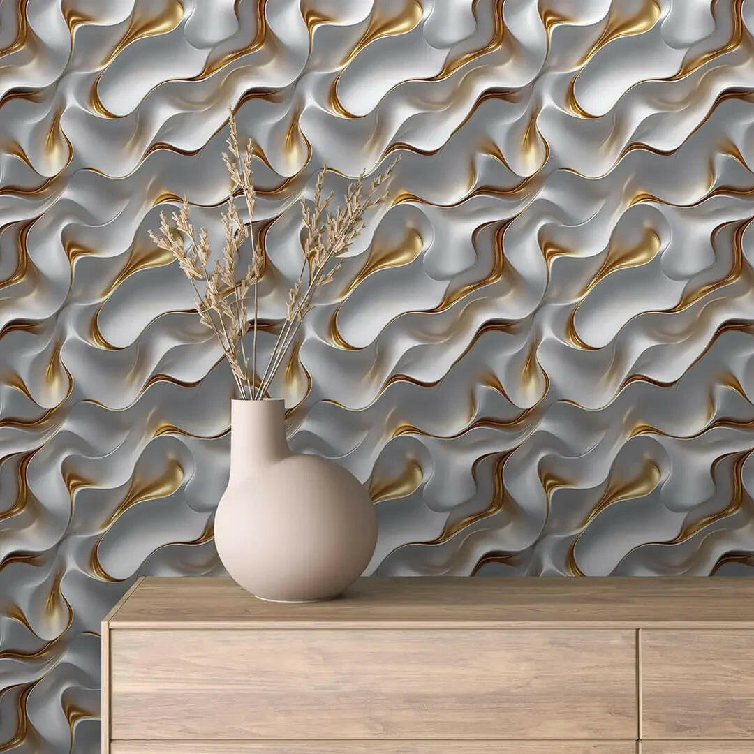 Liquid Gold and Pearl Cascade - WallCreatives