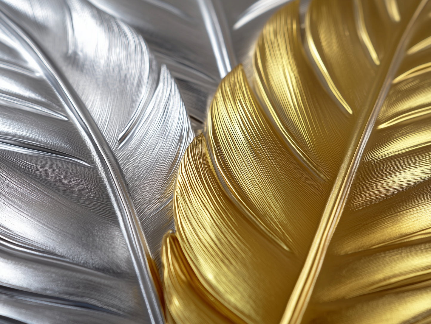 argent & gold celestial feathers - wallcreatives