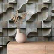 Brutalist Flow Concrete Wallpaper - WallCreatives