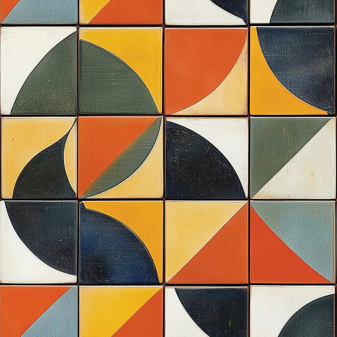 Terracotta Sunset Geometric Tiles - WallCreatives