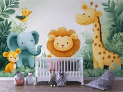 Whispering Jungle Friends Mural - WallCreatives