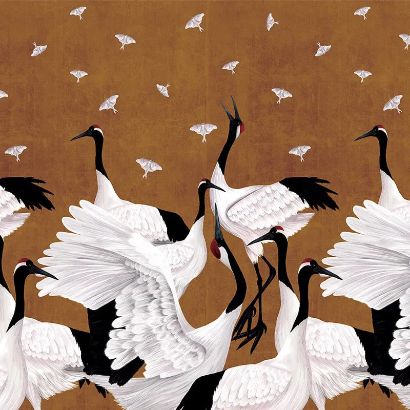 Grus Japonesis in Ochre Wallpaper Vladila