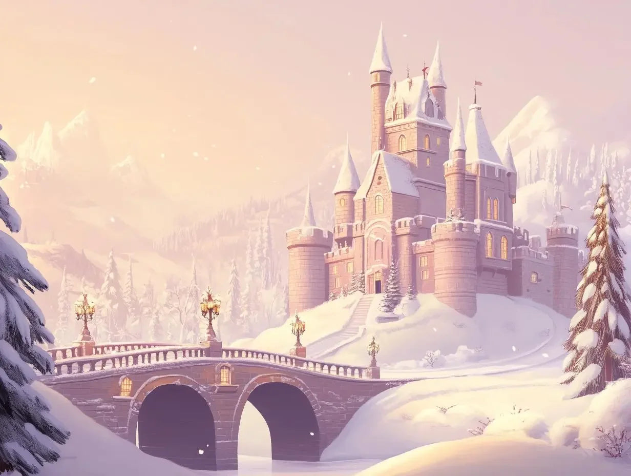Enchanted Frostvale Castle Mural - WallCreatives