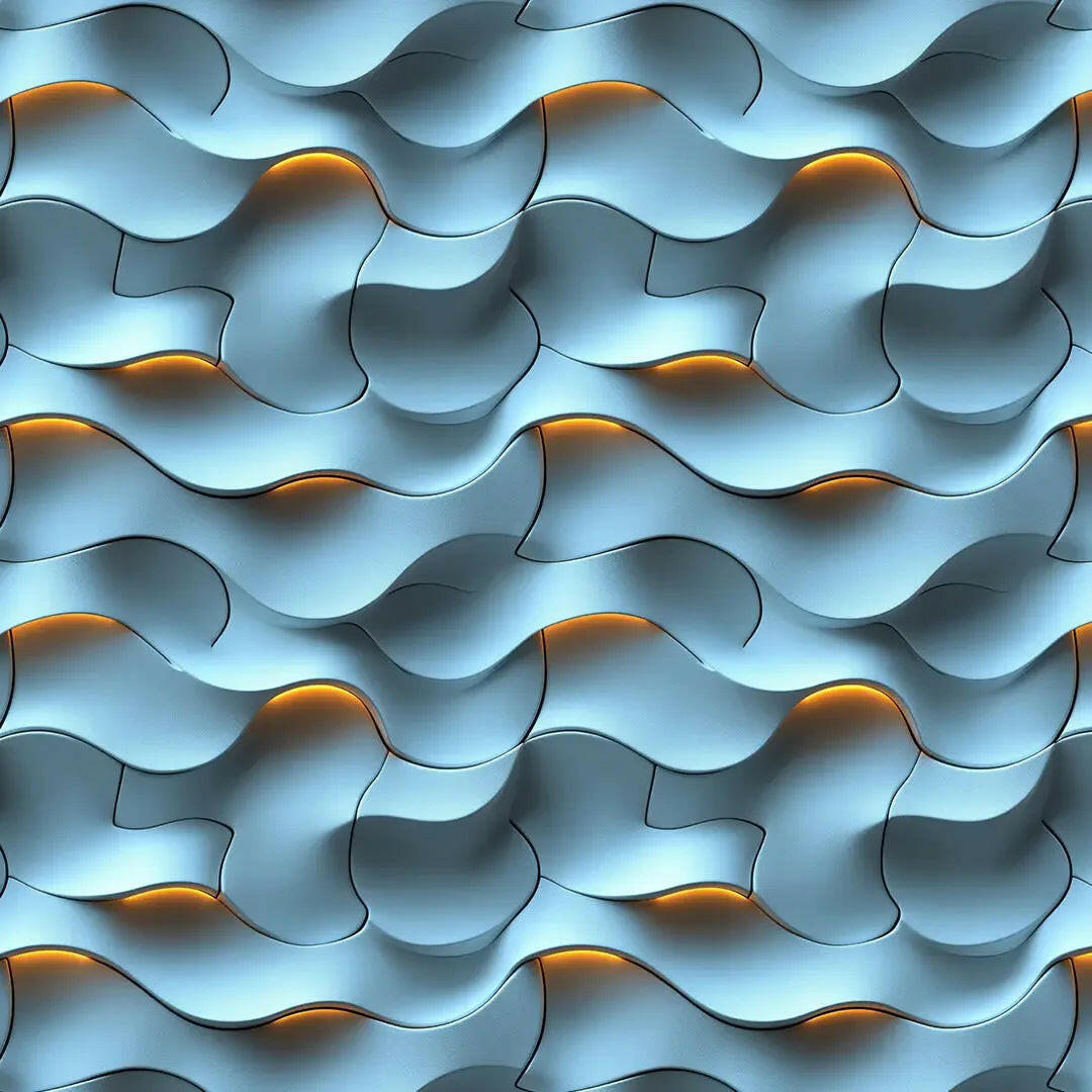 Luminous Azure Tides Wall Panels - WallCreatives