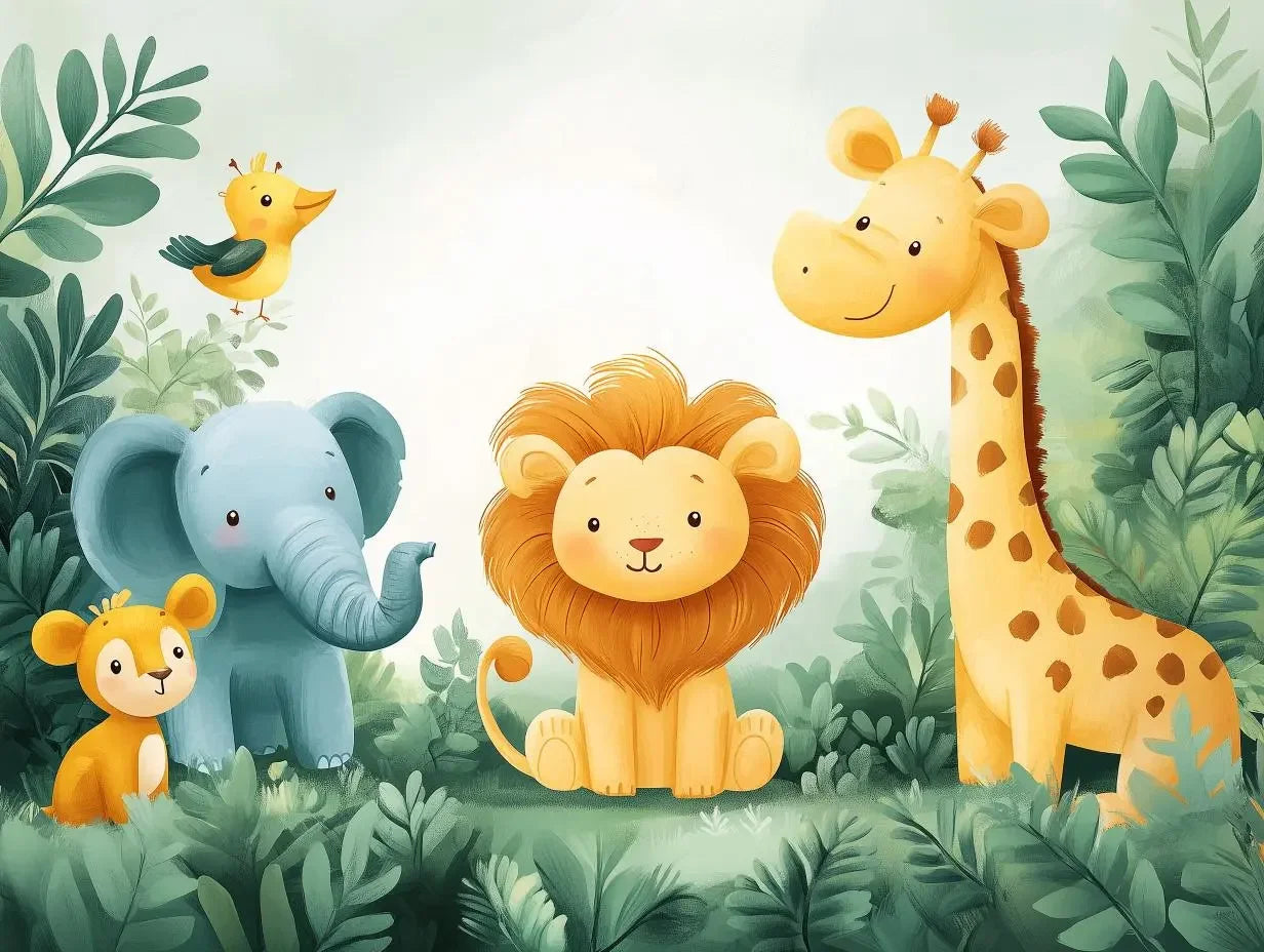 whispering jungle friends mural - wallcreatives