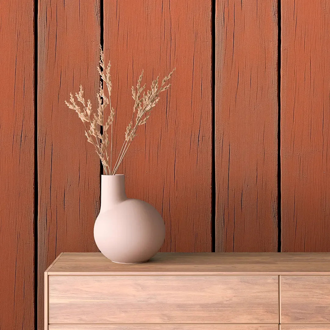 Rustic Terracotta Timber Wall - WallCreatives