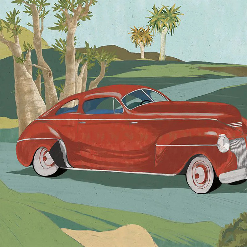 Retro cars (red) Wallpaper Vladila