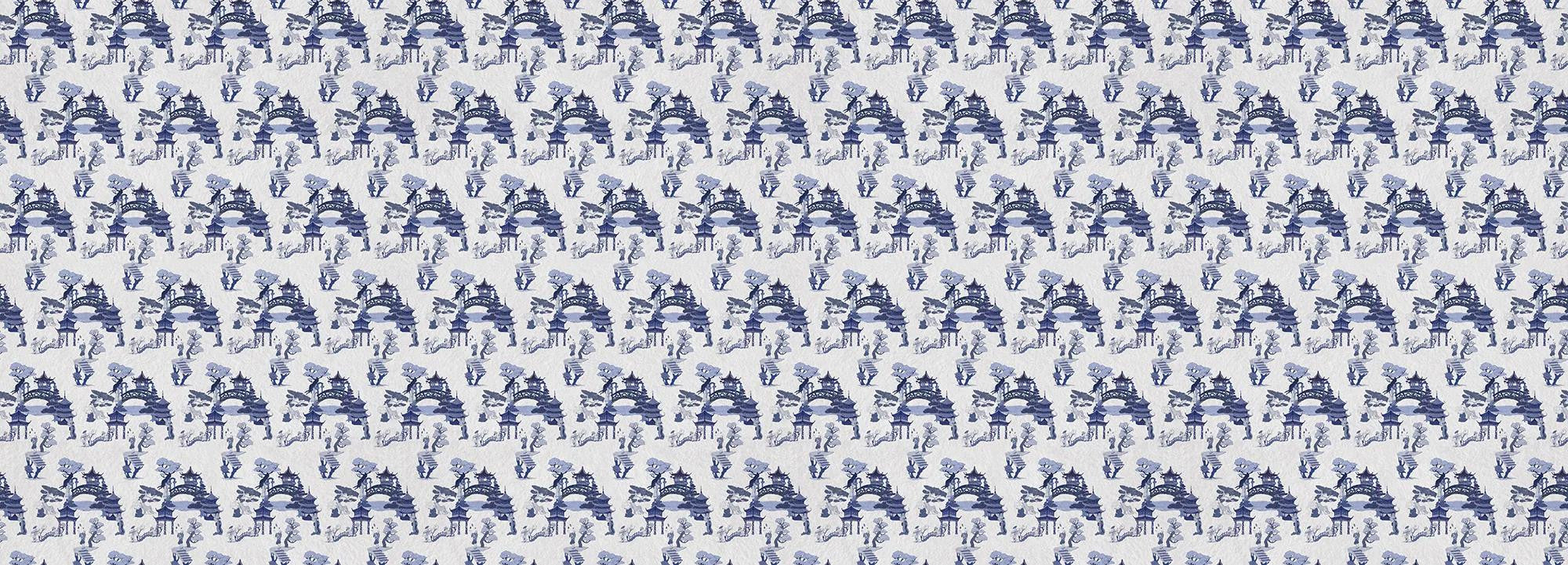 Chinese toile (blue) Wallpaper Vladila