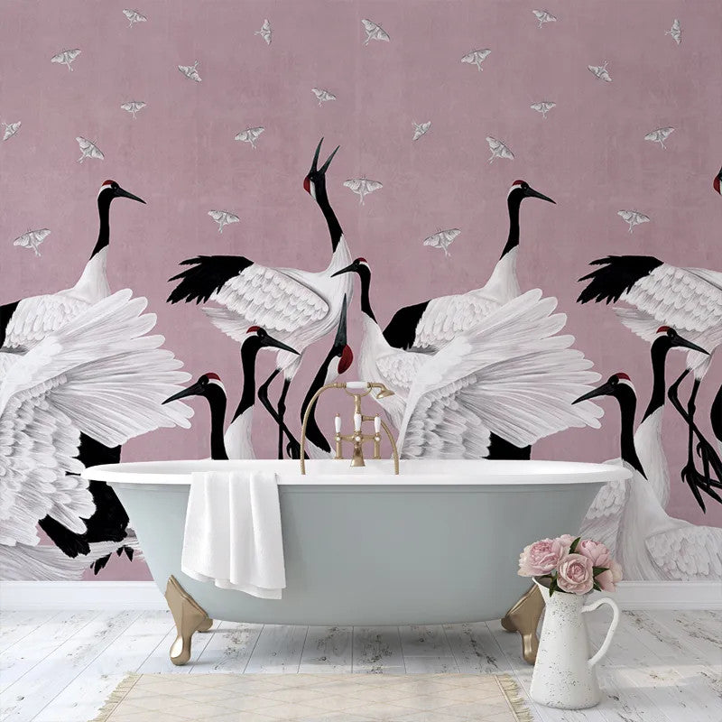 Grus Japonesis in Pink Wallpaper Vladila