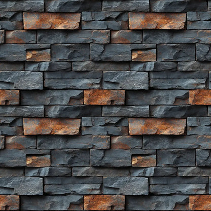 Chiseled Charcoal and Rust Stone - WallCreatives