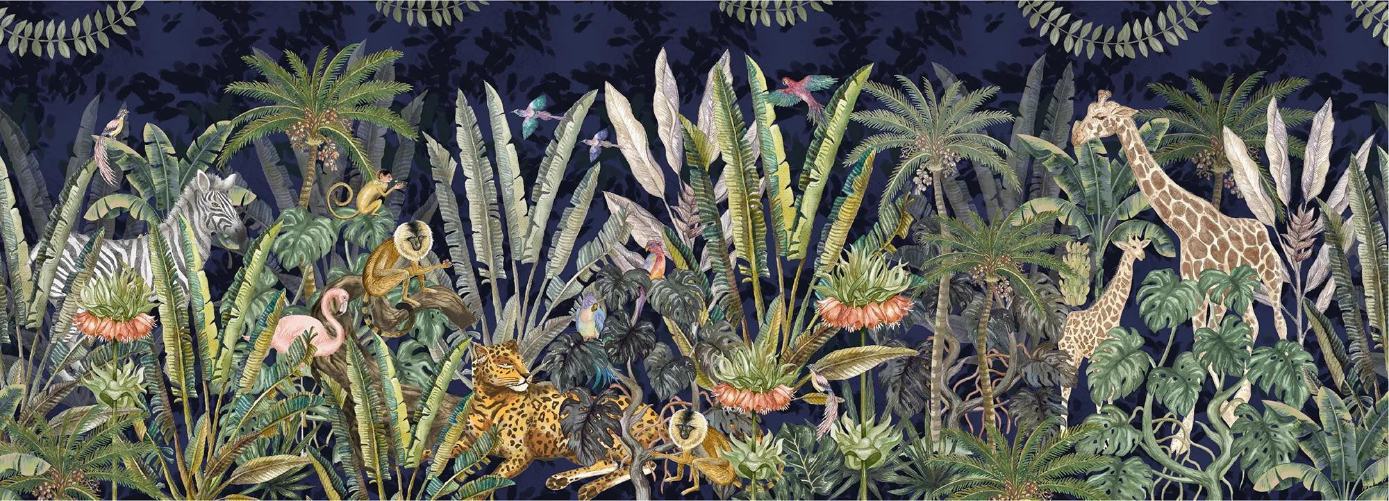 Wonderland Jungle in Black Wallpaper Vladila