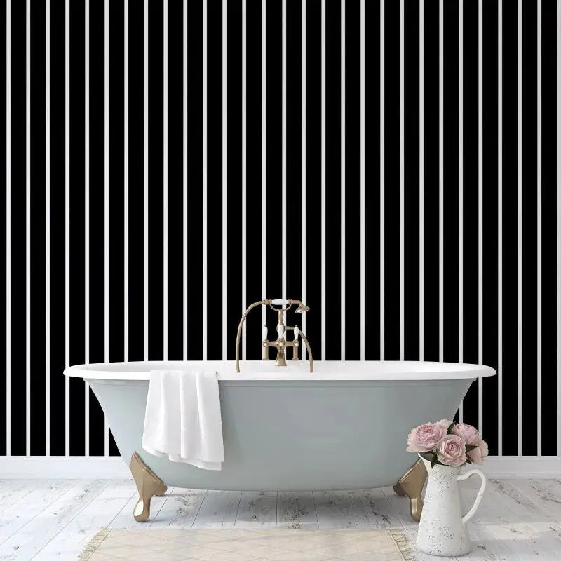White and Black Stripes Wallpaper Vladila
