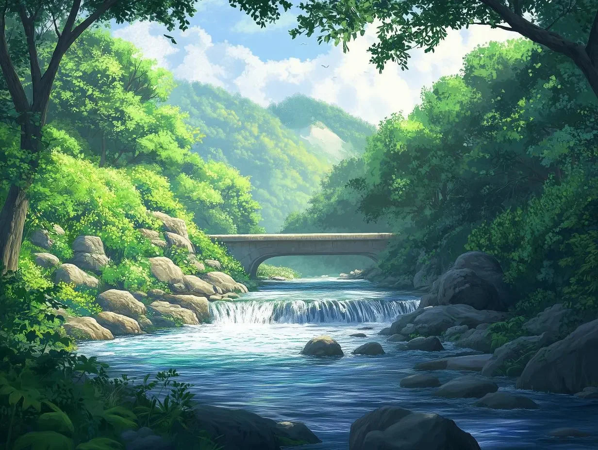 Whispering Woods River Crossing - WallCreatives