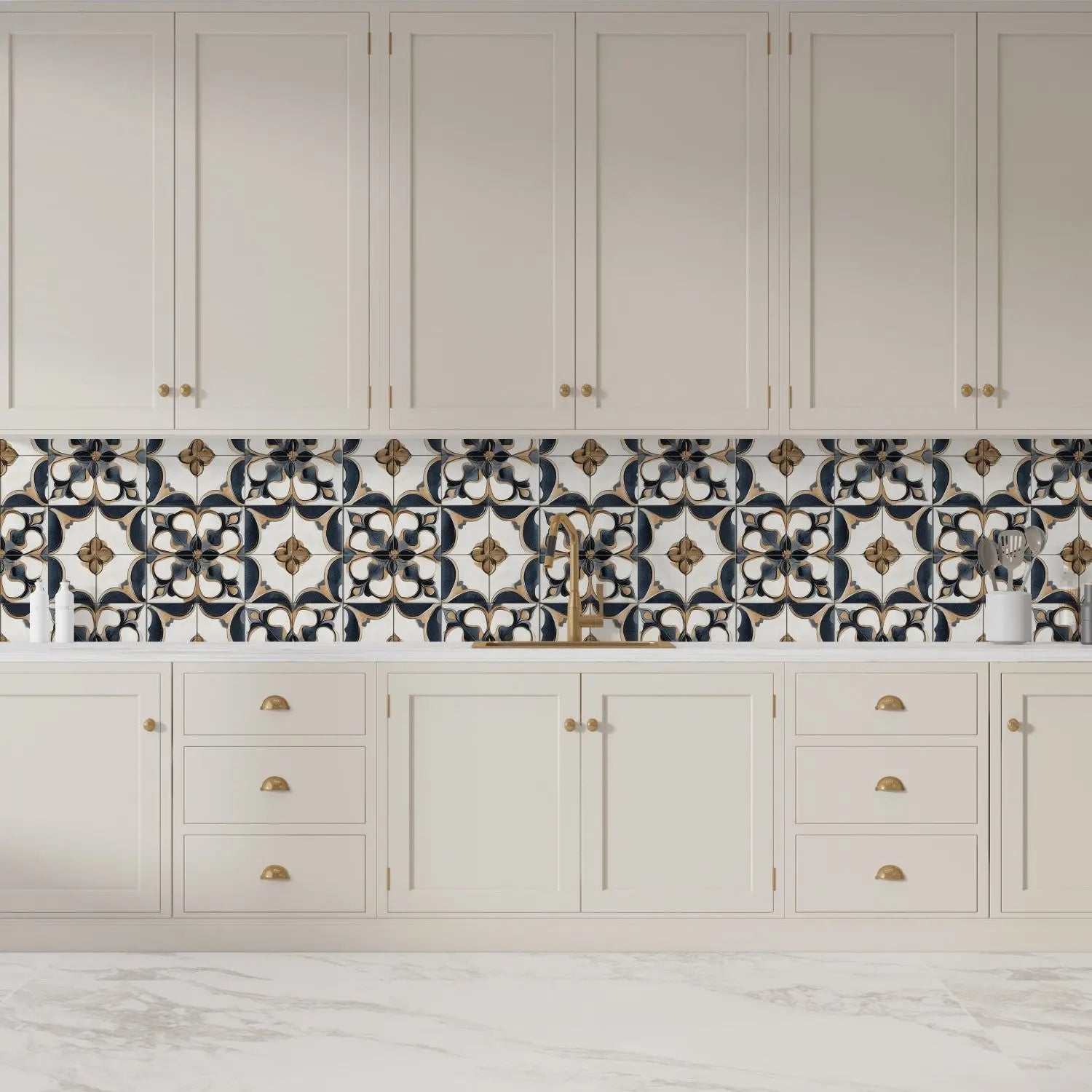 Azure Bloom Gilded Medallion WallCreatives