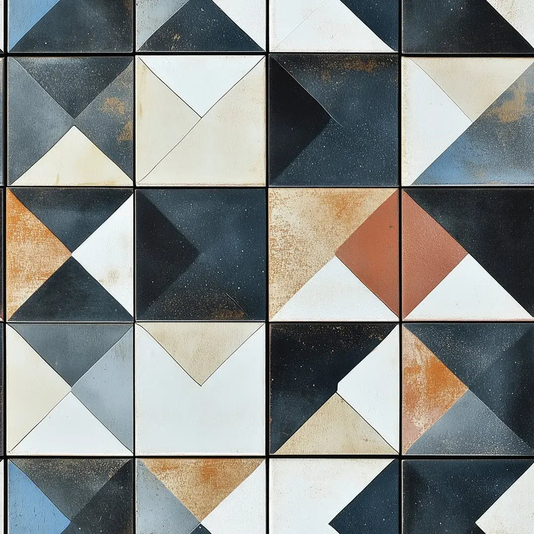 forged patina geometric tiles - wallcreatives