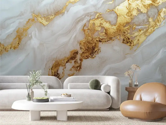 Gilded Alabaster Flow - WallCreatives