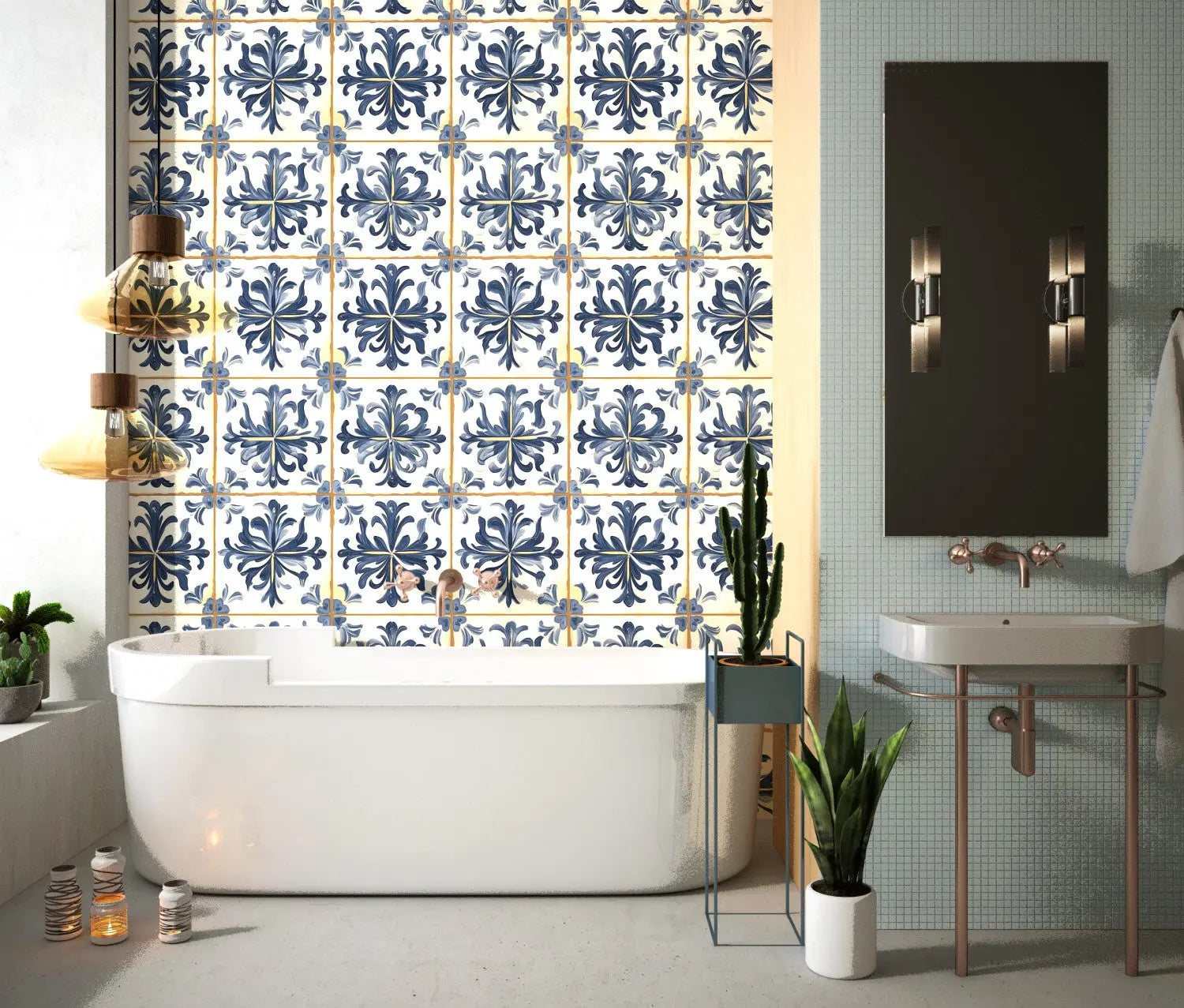 Porto Cobalt Bloom Tile WallCreatives