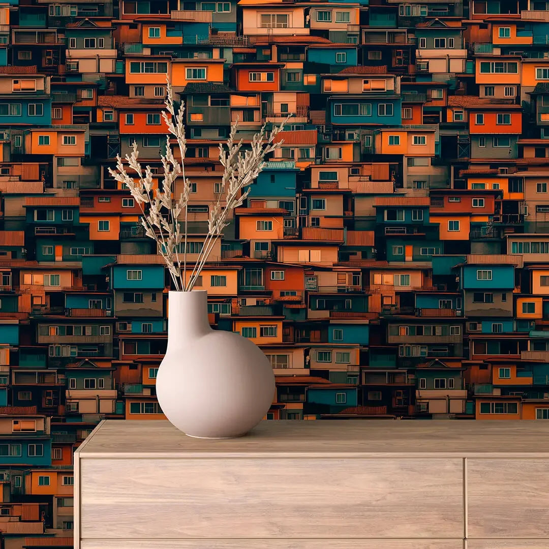 Stacked Cityscape Mural - WallCreatives