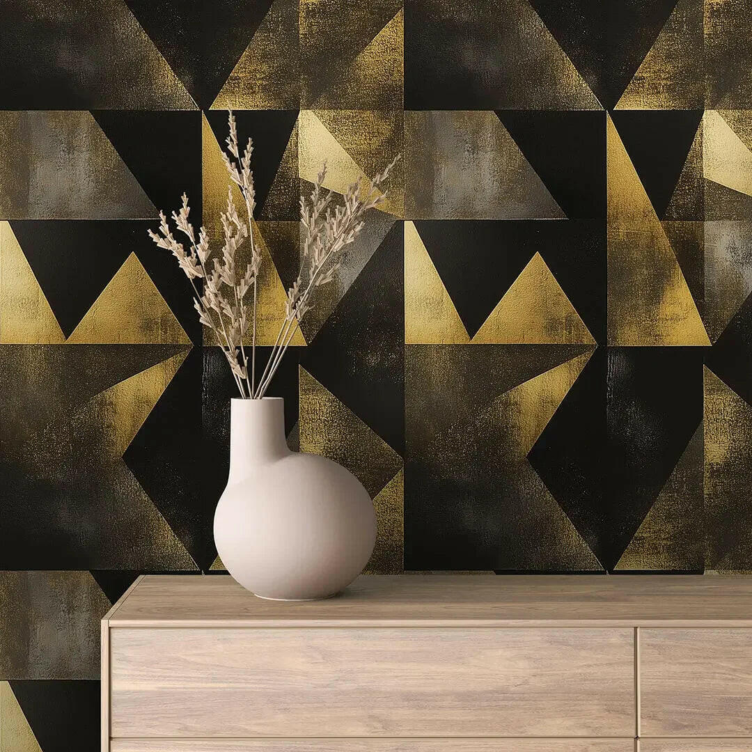 Gilded Prism Geometric Wallpaper - WallCreatives
