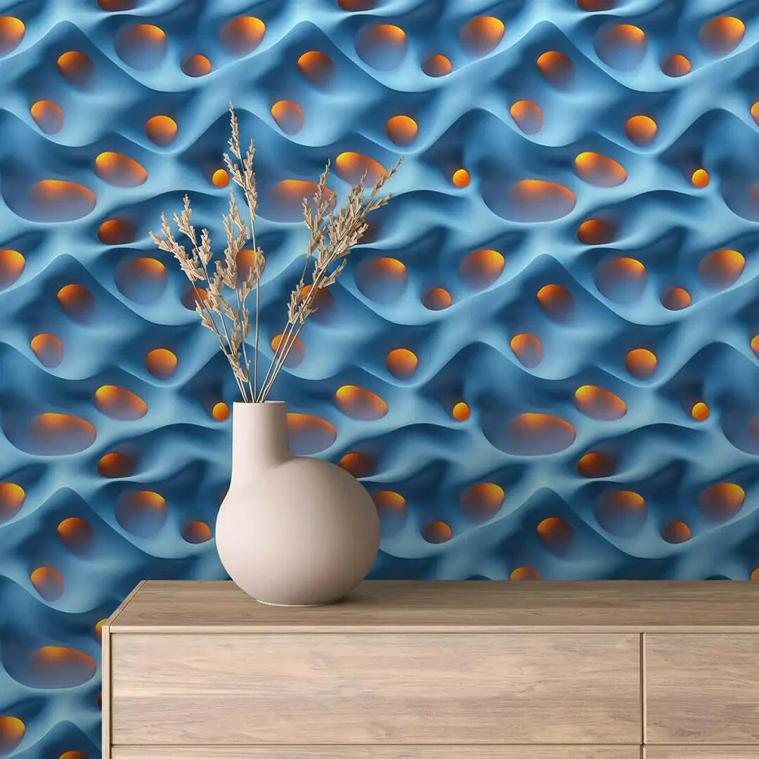 Celestial Glow on Woven Waves - WallCreatives