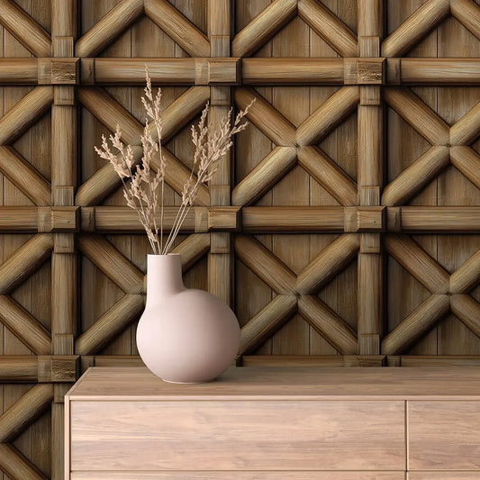 Artisan Timber Trellis Wallpaper - WallCreatives