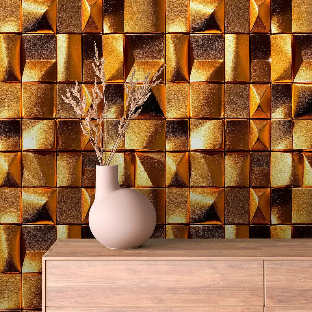 Gilded Geometric Prism - WallCreatives