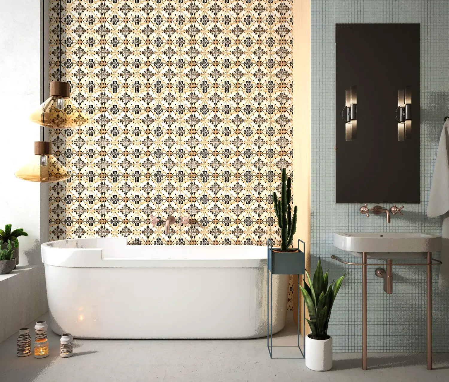Ochre Bloom Heritage Tile WallCreatives