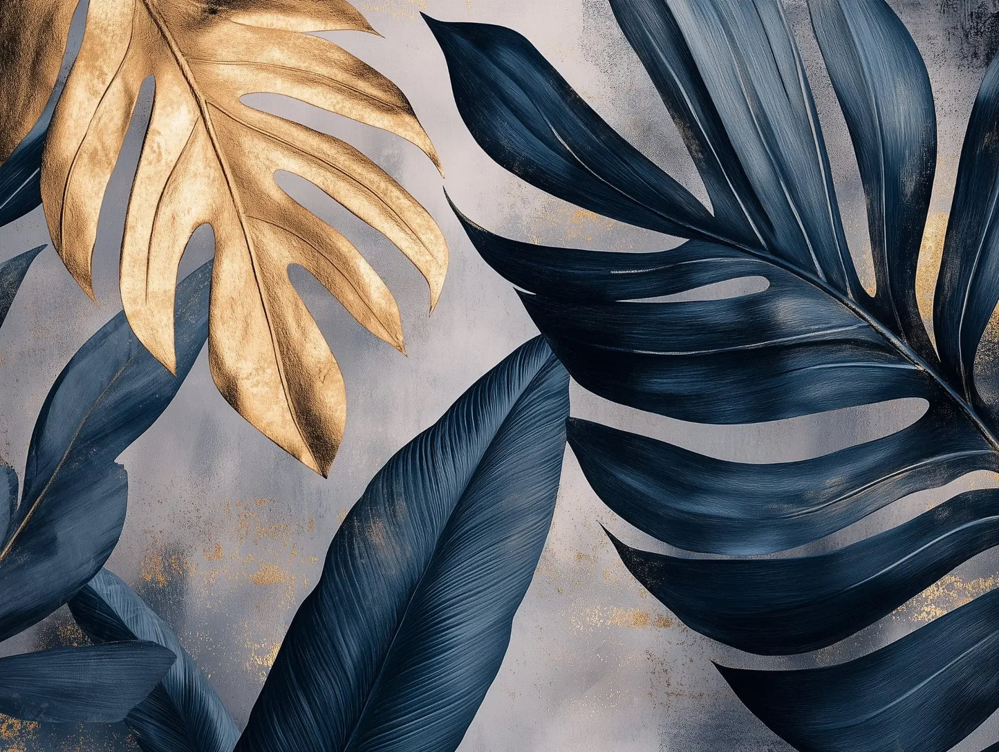 gilded midnight jungle mural - wallcreatives