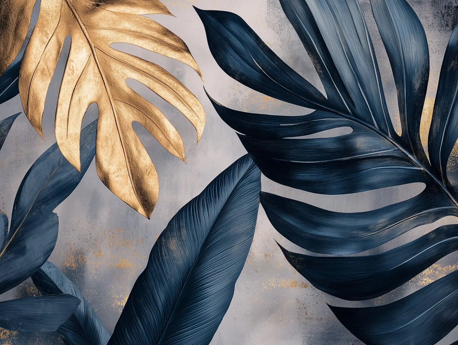 Gilded Midnight Jungle Mural - WallCreatives