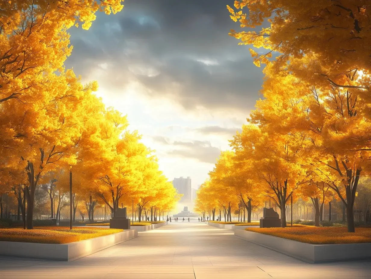 autumn's gilded promenade - wallcreatives