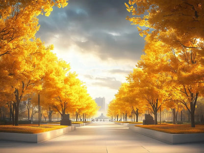 Autumn's Gilded Promenade - WallCreatives