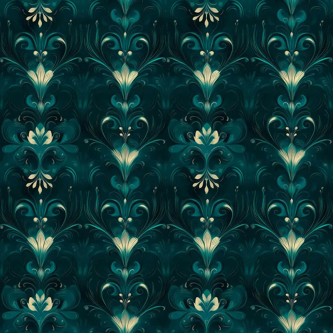 Midnight Teal Garden - WallCreatives