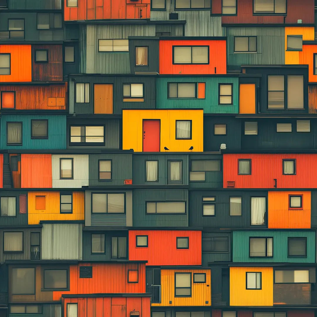 Vibrant Stacked Metropolis Mural - WallCreatives