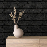 Obsidian Industrial Brick Wall - WallCreatives