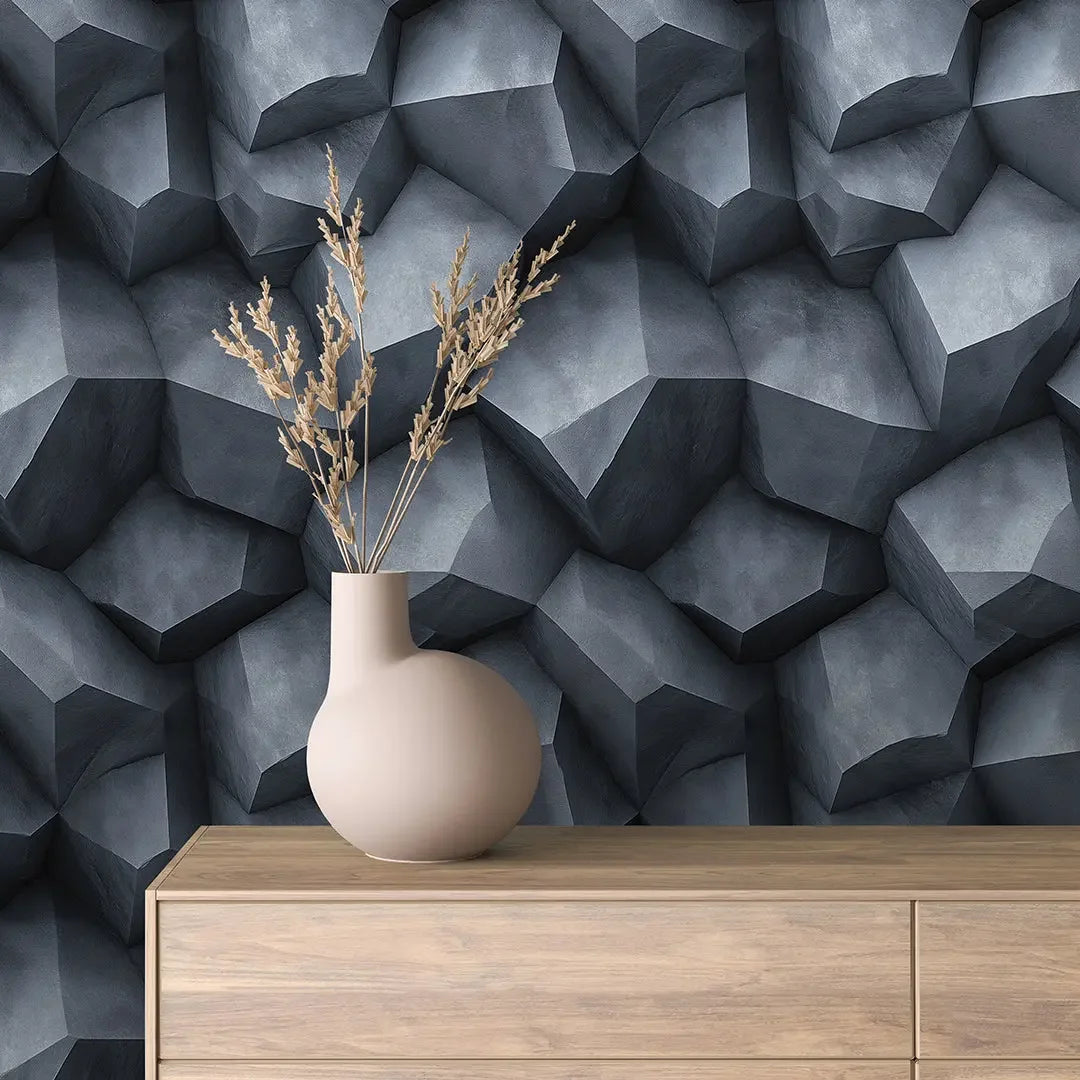 Urban Slate Geo-Structure Mural - WallCreatives