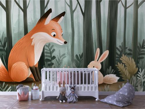 a woodland tale mural