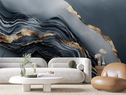 Gilded River on Slate Mural
