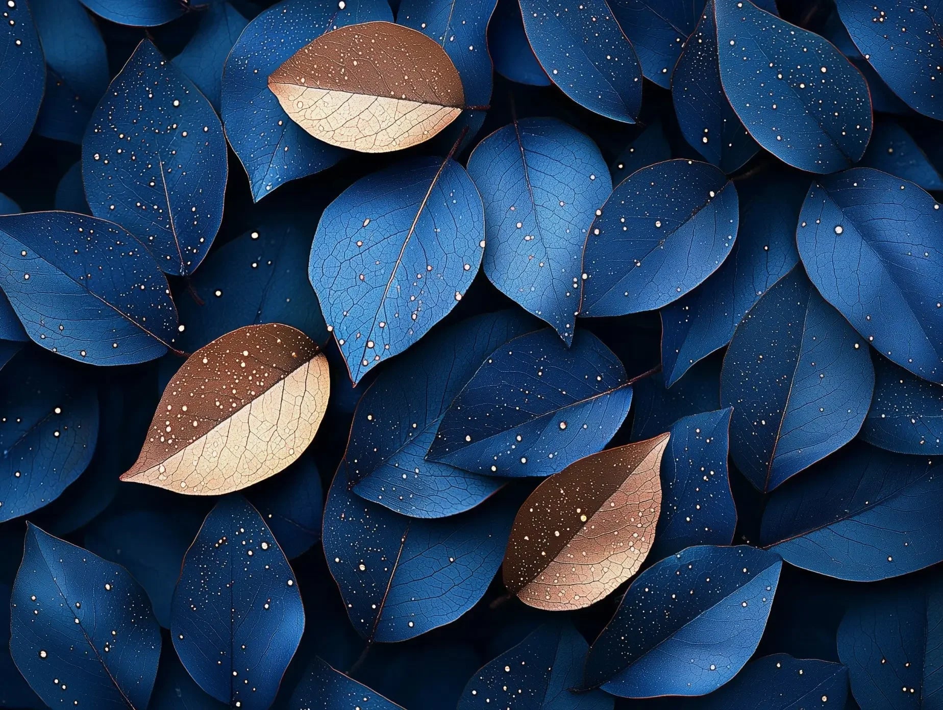 Twilight Bloom Gilded Leaves - WallCreatives