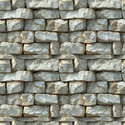 Sun-Kissed Limestone Block Wall - WallCreatives