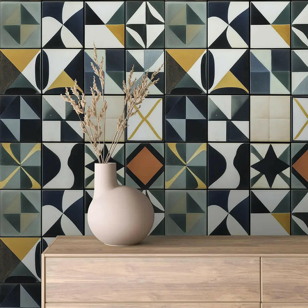 Modernist Geometric Mosaic Wall - WallCreatives