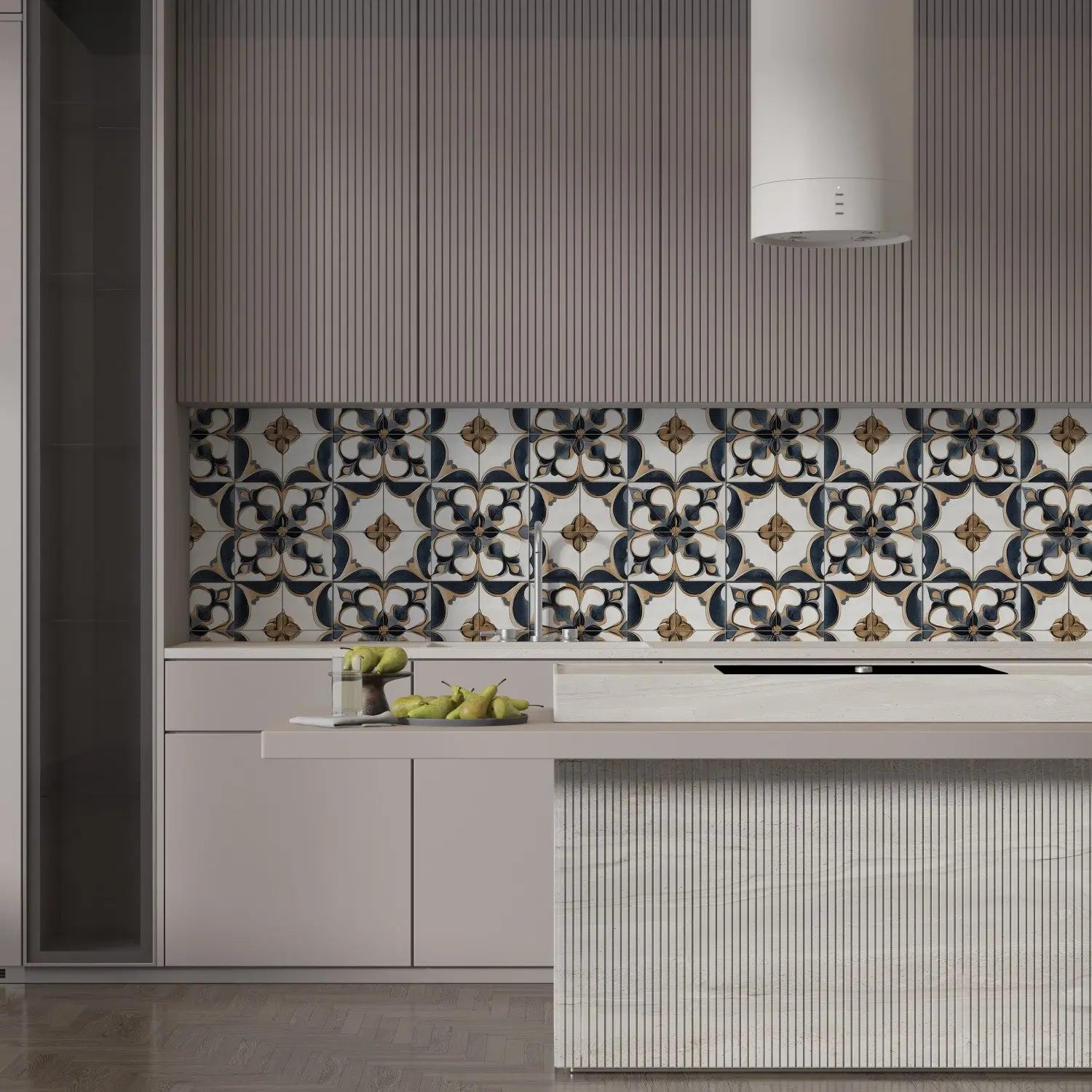 Azure Bloom Gilded Medallion WallCreatives