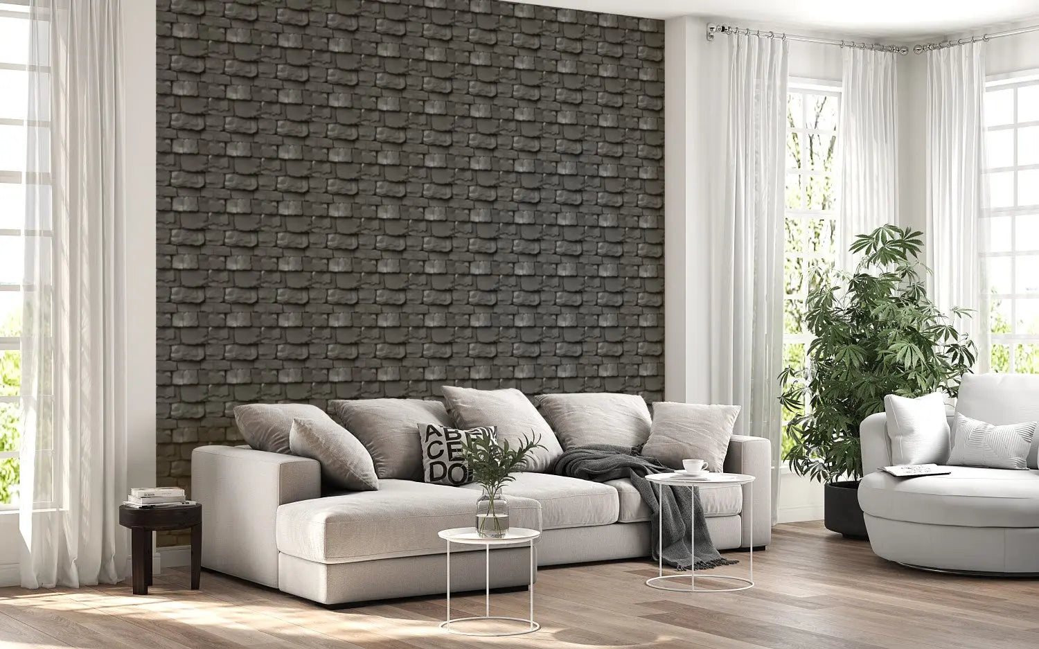Charcoal Slate Ledge Wall WallCreatives
